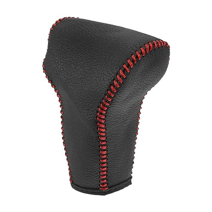 X AUTOHAUX Black Car Interior Faux Leather Gear Shifter Shift Knob Cover Transmission Shift Boot Lever for Honda CR-V 2017-2021 Red Stitches - color: Red