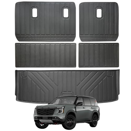 Cargo Mat for Nissan Armada 2025 2026 7/8Seats &Backrest Mat, Infiniti QX80 with Trunk Liners & Backrest Liners, TPE All-Weather Set Custom Fit Non Slip-Cargo Liners Accessories - size: For 2025-2026 Armada 2-ni-1 Cargo Mat