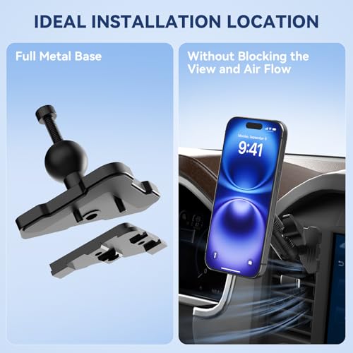 Surfcabin CNC Truck Air Vent Phone Holder, Magnetic Full Metal Phone Mount for F150, Phone Cradles Compatible with Ford F150 2021-2025 & Super Duty F250 F350 F450 2021-2025 and Most Cellphones - style: Compatible with F150 2021-2026 with Metal Arm