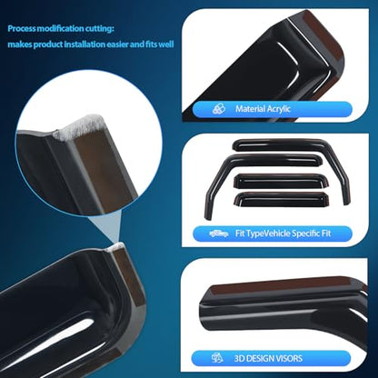 Nilight in Channel Rain Guards for Wrangler JK 2007 2008 2009 2010 2011 2012 2013 2014 2015 2016 2017 2018 Unlimited 4-Door Window Deflectors, Vent Window Visors - size: Wrangler JK 2007-2018