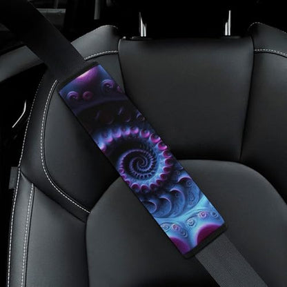 Fashion Car Seat Belt Covers Soft Cushion Pad Car Shoulder Strap Harness Pad Trippy Purple Tie Dye - color: Color860