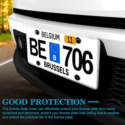 Clear License Plate Covers, 2 Pack Unbreakable Car Tag Frame Protector with Screws Caps and Rattle Proof Pads, Standard US Plates Protective Shield(Style:Frameless) - style: Frameless