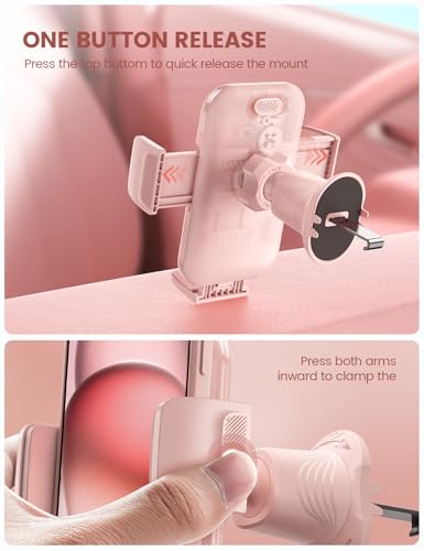 Lamicall 2026 Wider Clamp & Metal Hook Car Phone Holder Vent [Thick Cases Friendly] Phone Holders for Your Car Mount Automobile Hands Free Cradle Air Vent for iPhone 17 16 15 14 13 Pro Max Pink - color: NEW Upgraded - Pink