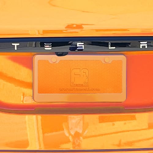T304 Stainless Steel License Plate Frame – 8K Mirror Polish Finish, Rust-Resistant, Slim Design, Universal Fit, Includes Screw Caps, Washers & Stainless Steel Screws (Orange) - color: Orange
