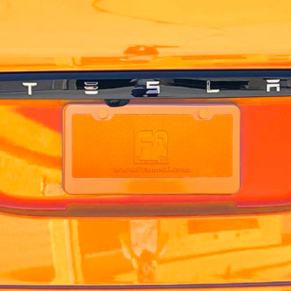 T304 Stainless Steel License Plate Frame – 8K Mirror Polish Finish, Rust-Resistant, Slim Design, Universal Fit, Includes Screw Caps, Washers & Stainless Steel Screws (Orange) - color: Orange