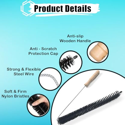 2-Pack Dryer Vent Cleaner Kit - Long Flexible Dryer Lint Brush & Refrigerator Coil Cleaner - Multi-Use Radiator Brush & Lint Trap Cleaning Tool for Fire Prevention - size: 2 half brush