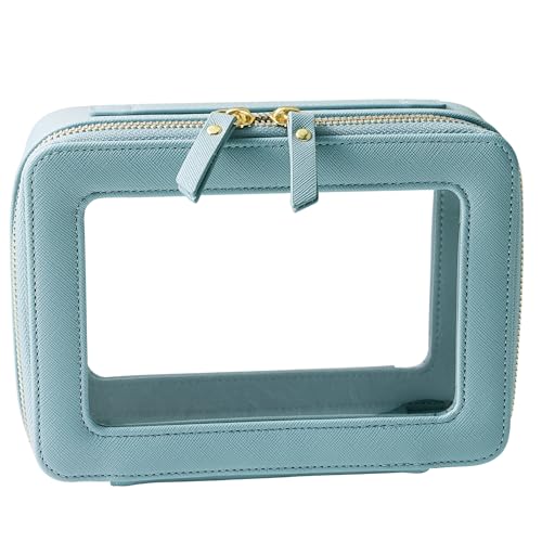 SANHECUN Toiletry bag waterproof cosmetic organizer with handle large opening for travelling (Blue) - color: Blue, size: Carry on 8 inch