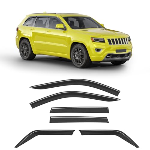 6-pcs Low-Profile Window Rain Guard for 2011-2021 Jeep Grand Cherokee Rain Guards Side Window Visors Extra-Thick Vent Visor Window Deflectors Tape-on Vent Shades Car Accessories - size: Fit for 2011-2021 Jeep Grand Cherokee