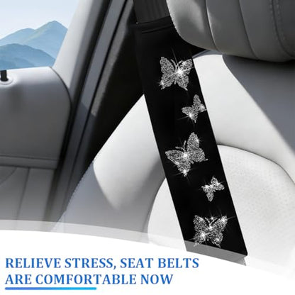 Car Seat Belt Covers, 2PCS Butterfly Soft Vehicle Seatbelt Shoulder Strap Pad Cushions, Comfortable Automotive Interir Harness Pad, Universal for SUV Automobile Truck (Gray) - color: Gray