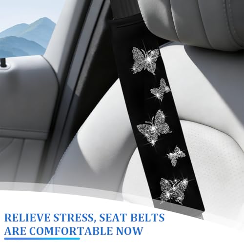 Car Seat Belt Covers, 2PCS Butterfly Soft Vehicle Seatbelt Shoulder Strap Pad Cushions, Comfortable Automotive Interir Harness Pad, Universal for SUV Automobile Truck (Gray) - color: Gray