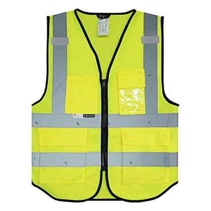 Salzmann High Visibility Safety Vest | Multi Pocket Reflective Vest | 5 Colors & 5 Sizes | Made with 3M Reflective Material - color: Yellow, size: Small-Medium