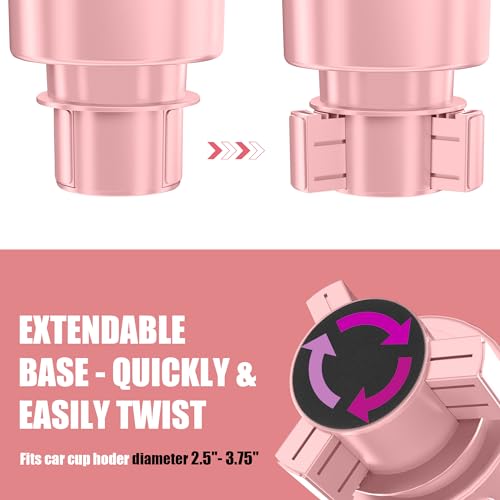 Upgraded Car Cup Holder Expander Adapter with Offset Adjustable Base, Compatible with Yeti 14/24/36/46oz Ramblers, Hydro Flasks 32/40oz, Other Large Bottles Mugs in 3.5"-4.0", Pink 1 Pack - color: Pink, size: Large*1