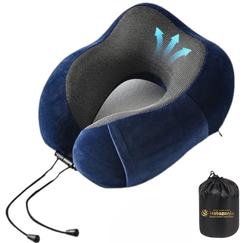 Travel Pillows for Airplane - Neck Pillow Airplane and Car Use - Soft Comfortable Memory Foam Travel Neck Pillow - Travel Essentials for Women and Men (Navy Blue) - color: Navy Blue