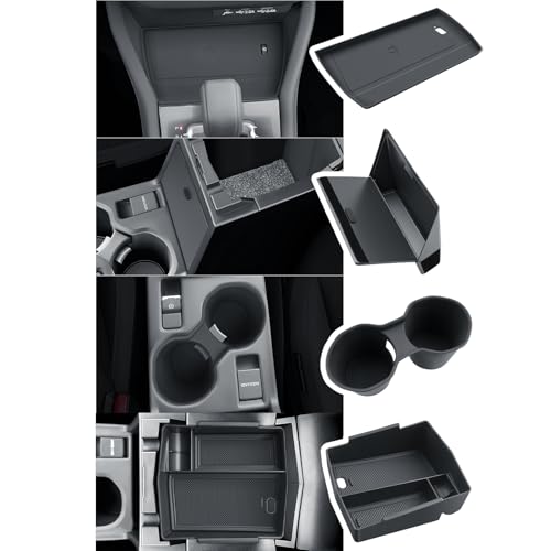 BIBIBO for 2025 2026 Subaru Forester Console Organizer 2025 2026 Subaru Forester Console Armrest Tray+Cup Holder +Wireless Charging Mat +Hidden Storage Box 2025 Forester Accessories - color: Black-4-Packs