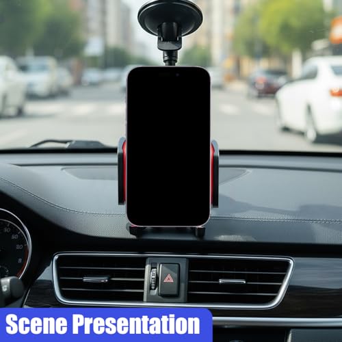 Car Phone Holder Mount, Gooseneck Long Arm Cell Phone Holder, Windshield Window, Dashboard Anti-Shake Handsfree Stand with Strong Suction Cup, Fit for Most Cellphone(Red) - color: Red