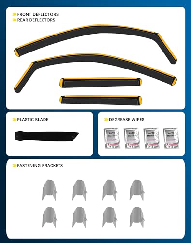Shatterproof in-Channel Rain Guards for Toyota Tacoma 2024-2026 Double Cab, Clip-on Window Deflectors Vent Window Visors Rain Sun Wind Guards Shade Deflectors, 4 pcs - size: For Tacoma Double Cab 2024-2026