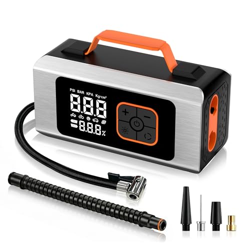 Tire Inflator Portable Air Compressor -150 PSI, 6X Faster Inflation, Digital Pressure Gauge, LED Work Light & Auto Shut-Off, Ideal for Cars, Motorcycles, Bicycles, Balls & Inflatables