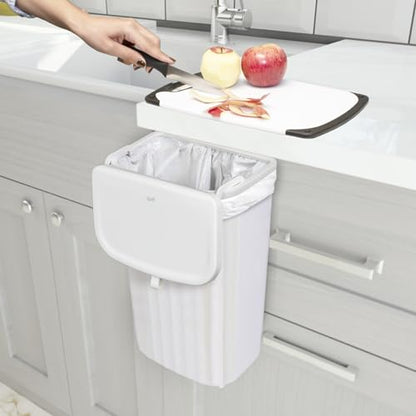 Glad Roomate Under Counter Waste Bin | Space Saving Small Trash Can for Kitchen Cabinet, Bathroom or Office | Dual Lid for Ease of Opening, 12 Liter, White - size: 12l