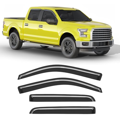 Extra-Thick Window Rain Guard for Ford F150 SuperCrew 2009-2014 Rain Guards Tape-on Side Truck Window Visors Low Profile Vent Visor Window Deflectors Vent Shades Car Accessories - size: Fit for 2009-2014 F150 SuperCrew
