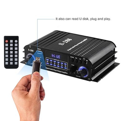 Romicta 4 Channel Bluetooth 5.0 Stereo Amplifier, 50Wx4 Home Audio Stereo Receiver, 1200W Max, USB/SD/FM, Class D HiFi Power Amp for Home Theater, Car & Karaoke, Includes Remote & Power Adapter - style: 4.0 CH (With FM)