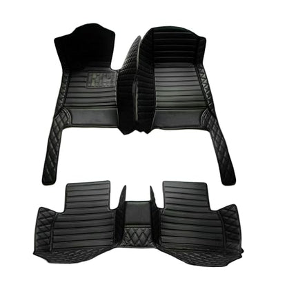 Add Personal Touch to Your Vehicle with IMEISH Customizable Logo Text Car Mats for 99% of vehiclesPads Protection Non-Slip Leather Floor Liners (Black Green Stripe) - color: Black green stripe