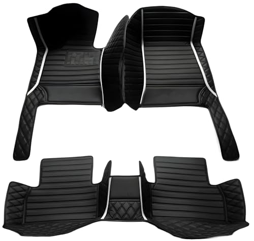 SARAHS Customized car Floor mats -Suitable for 99% of Cars, SUVs, and Trucks - car Pads to Protect Vehicle Interior Floor Accessories (Double Splicing White Line) - color: Double Splicing White Line
