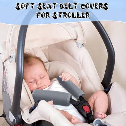 Riakrum 6 Pieces Car Seat Strap Pads Covers for Baby Kids, Carseat Strap Covers Shoulder Pads, Soft Seat Belt Cover for Infant Stroller Safety Belt Cushion for Boy and Girl, 2.4 x 5.7 Inches(Gray) - color: Gray