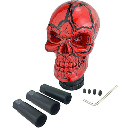 Arenbel Skeleton Car Racing Shift Stick Speed Grip Knob Skull Gear Lever Shifter Handle Fit Most Manual Auto Transmissions, Red Pattern - color: Red