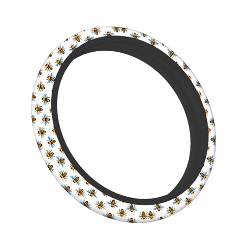 Swono Bee Cute Steering Wheel Cover Universal 15 Inch Cartoon Bees Black and Yellow Neoprene Car Steering Wheel Covers Stretchy Car Accessories for Women - color: multi-054