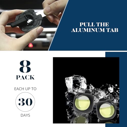 Car Air Freshener Vent Clips, 8 Pack, Provides Long-Lasting Scent, Up to 240 Days, Odor Eliminator (Ice Scent) - color: Ice