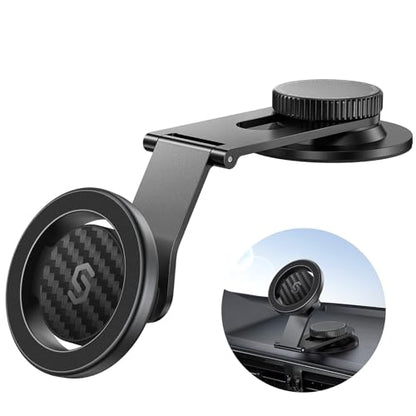 SYNCWIRE Fits MagSafe Car Mount for Universal Dashboard,Tesla Screen,Magnetic Phone Holder for Car, Foldable Aluminum Alloy Arm, Super Stable Car Mount for iPhone 17 Pro Max 16 15 14 13 12&All Phones - color: Black