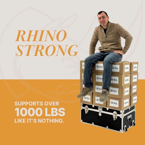 Rhino Trunk & Case Large Essential Trunk With Wheels 32”x18”x14”, 1000+ lbs Capacity - Many Colors. Strong, USA Made Summer Camp Footlocker, and Secure College Dorm Storage Chest - color: Slate
