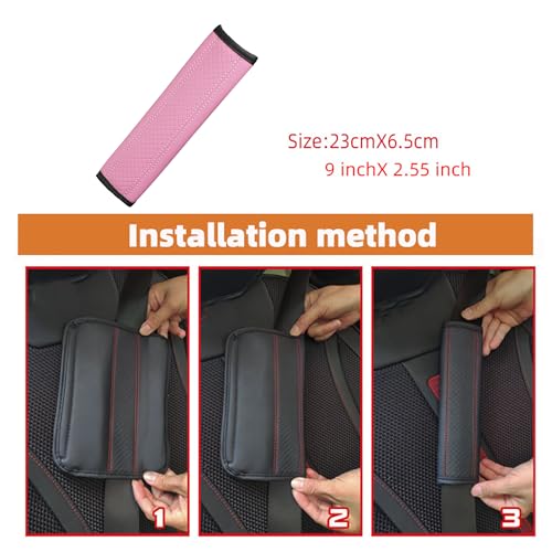 2PCS Car Seat Belt Cover, Soft Shoulder Strap Covers Harness Pads, Safety Leather Seatbelt Comfort Driving Cushion Protect Your Shoulder and Neck Universal for Car, SUV,Truck (Pink) - color: Pink