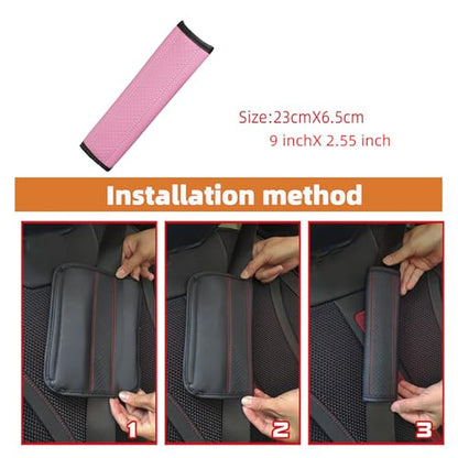 2PCS Car Seat Belt Cover, Soft Shoulder Strap Covers Harness Pads, Safety Leather Seatbelt Comfort Driving Cushion Protect Your Shoulder and Neck Universal for Car, SUV,Truck (Pink) - color: Pink
