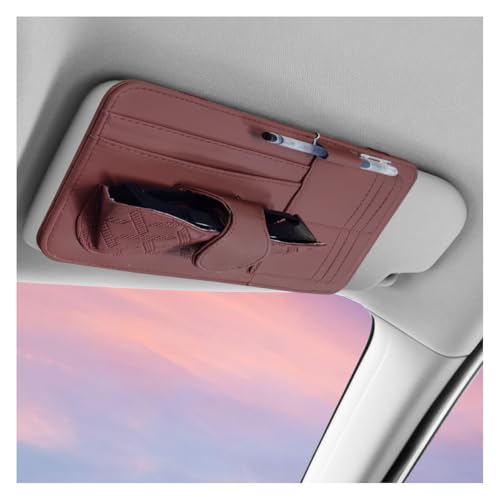 Car Sun Visor Organizer, Vehicle Sunglasses Holder, Automotive Storage Pocket for Pen, Glasses, Ticket, Card, Auto Interior Accessories Pocket for Car, SUV, Truck (Red) - color: Red