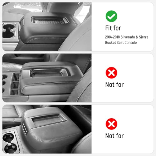 ZZEQYG Center Console Cover for Chevy Silverado/GMC Sierra 2014-2018, Tahoe & Suburban & Yukon 2015-2020, Car Armrest Cover Accessories(Fits Bucket Seat Console Only) - color: For Silverado/Sierra 2014-2018(Bucket Seat)