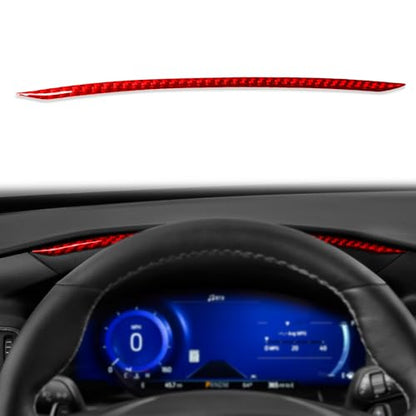 Real Red Carbon Fiber Car Dashboard Speedometer Tachometer Side Strip Sticker Auto Interior Trim Compatible with Ford Explorer(U625) XLT/Limited/ST/Platinum/Platinum Hybrid 2020 2021 2022 2023 - color: Dash Trim