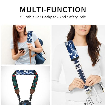 Seat Belt Cover Pad Blue Grey White Camo Soft Safety Car Automotive Seat Belt Pads Cushion Shoulder Strap Covers for Cars or Bags, 2 Pcs - color: Blue Grey White Camo