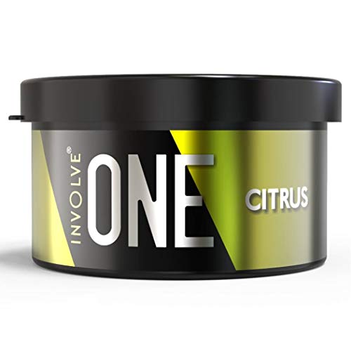 Involve One Citrus Car Air Freshener – Long Lasting Fiber Car Perfume for Cup Holder & Dashboard, Fresh Citrus Scent, Strong Odor Eliminator 40g