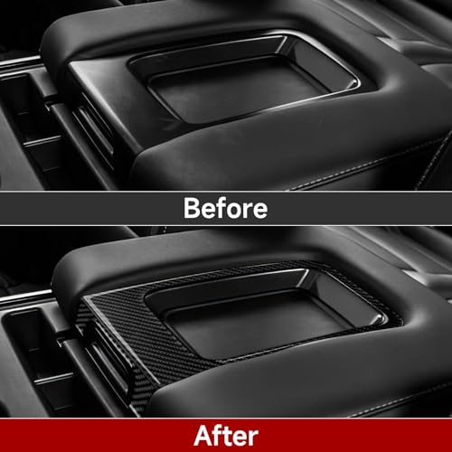 Car Carbon Fiber Decal Armrest Box Panel Sticker Cover Interior Trim for Chevrolet Silverado/GMC Sierra 1500 2500HD 3500HD 2014-2018 Accessories - color: Armrest Box Panel