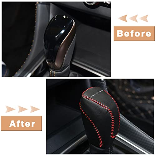 Auto Car Gear Shift Handle Knob Cover Shift Lever PU Leather Protective Interior Accessories for Subaru Crosstrek 2018-2025(Red Stitches) - color: Red Stitches