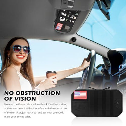 2026 New Car Visor Organizer with American Flag,High-Capacity Car Sun Visor Organizer for Storing Sunglasses/Pens/Driver'S Licence,Multifunctional Sunvisor Organizers with Zipper