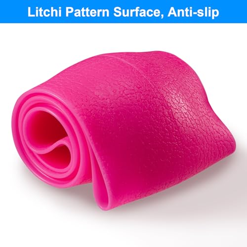 Spurtar Hot Pink Car Steering Wheel Cover Women, Hot Pink Car Accessories Cute Soft Silicone Leather Texture Steering Wheel Protector, Fit Diamenter 15" - 16.5"