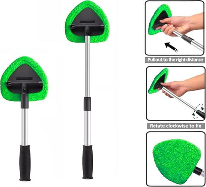 Car Windshield Cleaner Tool Bonnets,Microfiber Cleaning Cloth for Windshield Cleaning Tool,Interior Auto Window Cleaner Washing Pads Replaceable Fit 6.5” Plate-Green