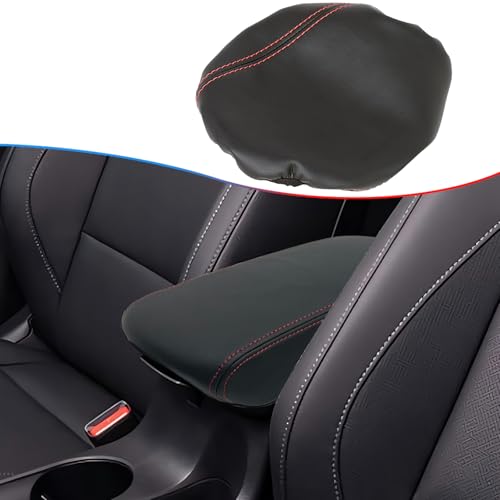 MUXEE Armrest Cover，for kia Soul 2020 2021 2022 2023 2024 2025, Microfiber Leather，Scratch Leather Middle Console Cushion Protector Pad -Red Stitches - color: Red Stitches, size: 2020-2024 kia soul