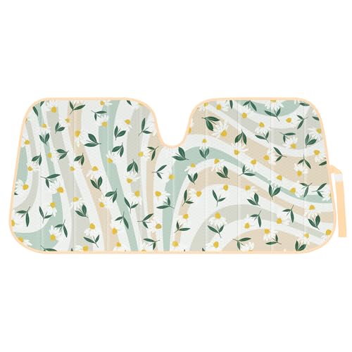 Carbella Sage Floral Car Windshield Sun Shade - Sun Visor Sunshade for Car Windshield - Window Shades for Cars, SUV & Truck - Dash Cover UV Protection for Front Window Shade Accessories - 57" x 27" - color: Sage Floral