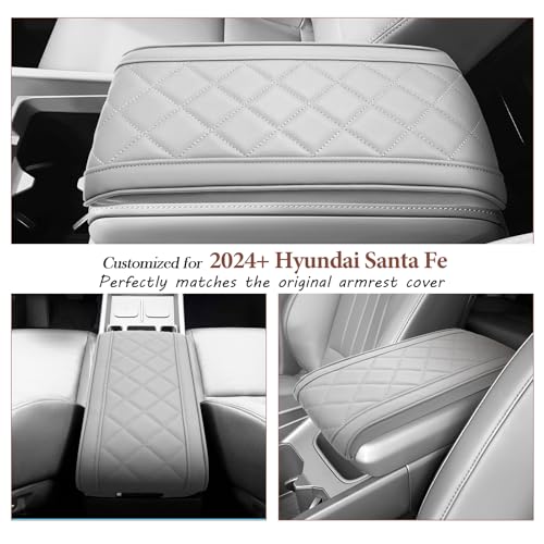 SKTU 2024 2025 2026 Santa Fe Center Console Cover Compatible with 2024-2026 Hyundai Santa Fe Armrest Cover Hyundai Santa Fe 2024 2025 2026 Accessories Santa Fe Hybrid Center Console Cushion (Beige) - color: for 2024 2025 2026 Santa Fe Beige