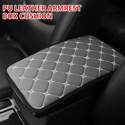 HZEL Car Center Console Cushion Pad, PU Leather Vehicle Armrest Protection Cover, Waterproof Automotive Interior Arm Rest Seat Box Mat Accessories, Universal for SUV, Sedan, Truck (Gray) - color: Gray