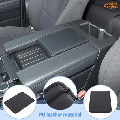 Aunginsy Armrest Hidden Storage Box Cover Lid Compatible with Toyota Tundra 2022 2023 2024 2025 2026, Car Center Console Organizer Tray Armrest Privacy Box Slot Cover Insert PU Leather Accessories - color: Black