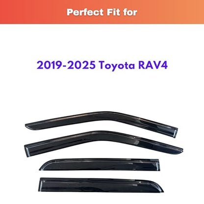 KPY Rain Guards Fit for 2019-2025 Toyota RAV4, Out-Channel Window Visors Vent Wind Deflectors 4PC, Car Accessories for 19-25 RAV4 - size: 2019-2025 RAV4